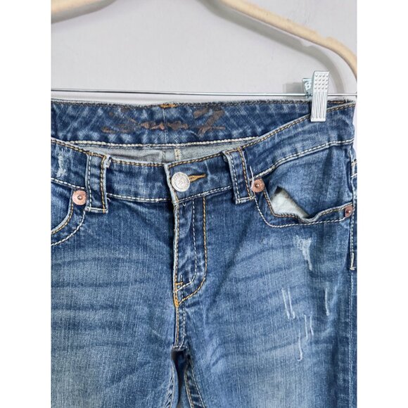 Seven7‎ ultra low rise bootcut jeans size 30 thick stitching grunge y2k fairy - Picture 4 of 6